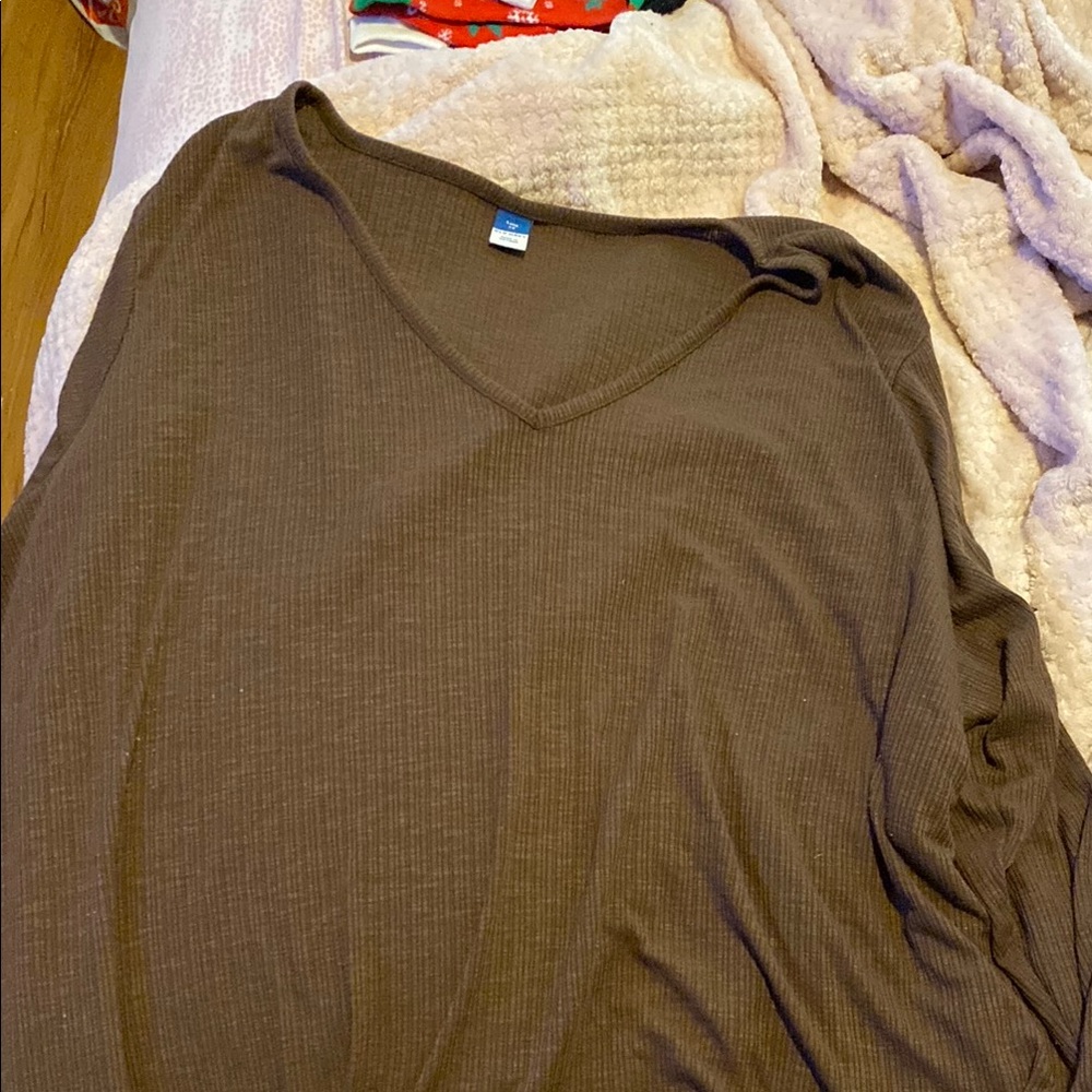 Brown V-Neck Top
